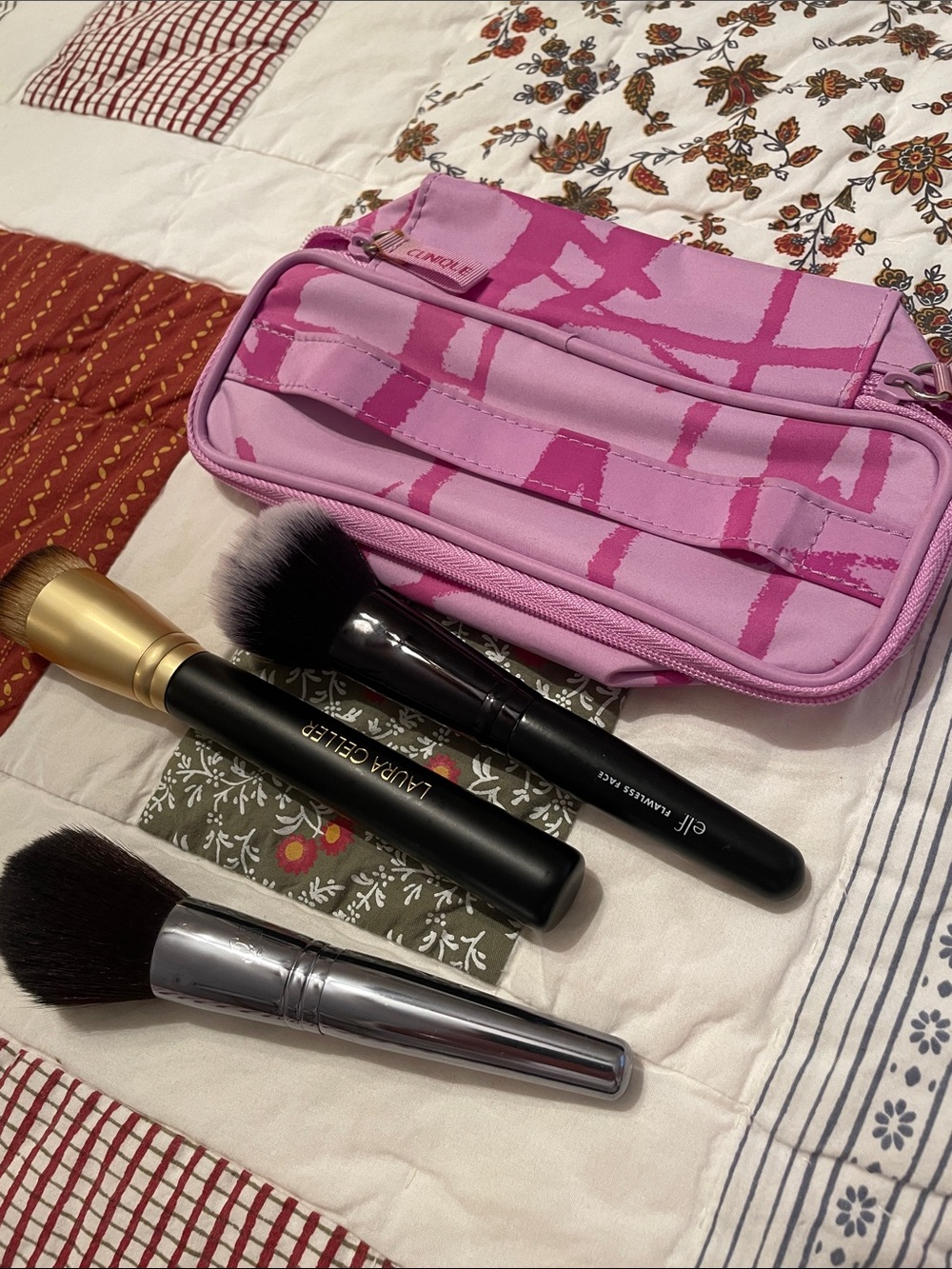Set of 3 Cosmetic Brushes, one Lancôme, one Laura Geller & one Elf